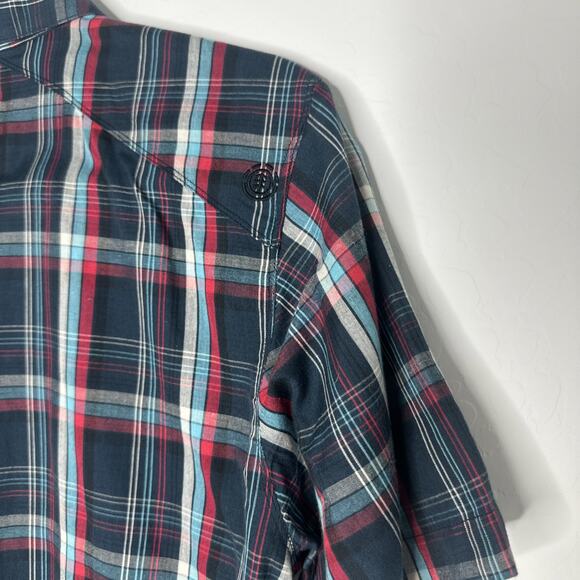 Element Skateboard Button Down Short Sleeve Men Medium Plaid Blue Lightweight - Picture 8 of 9